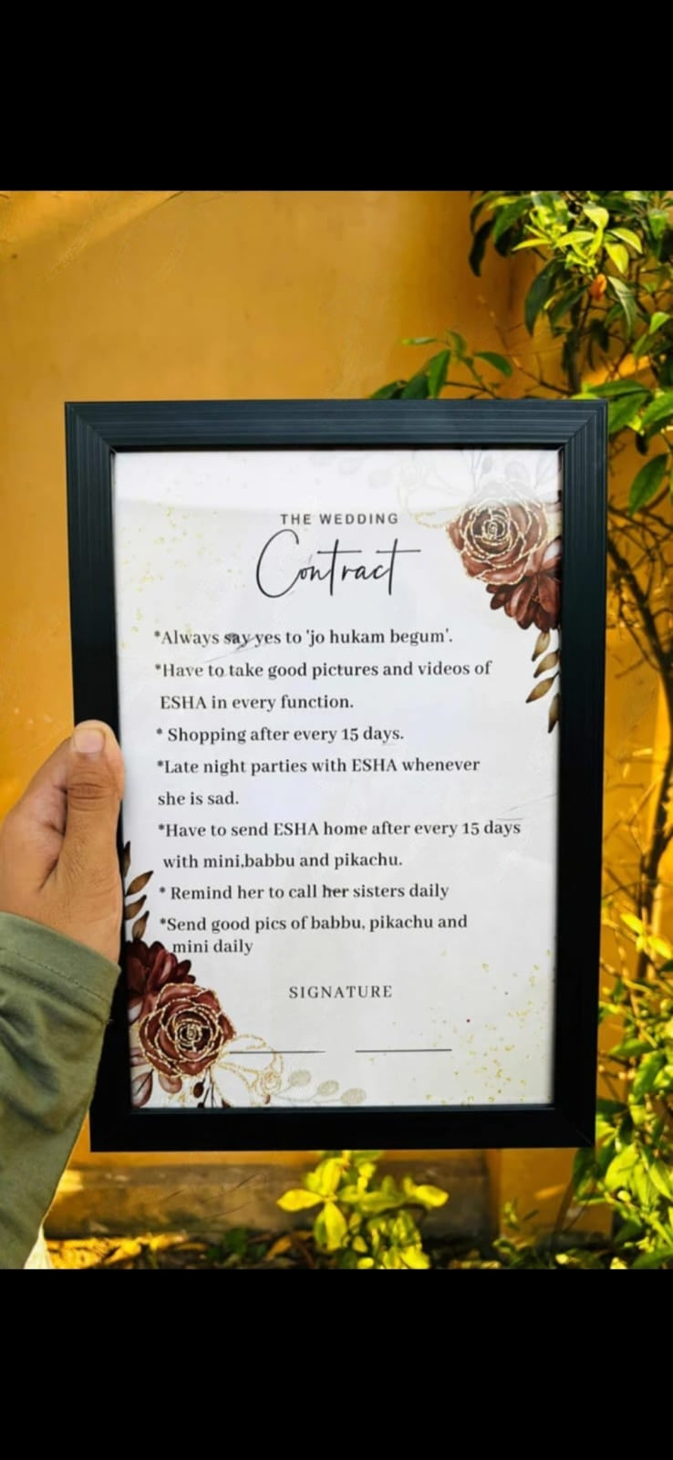 The Ultimate "Jo Hukam Begum" Fun Wedding Contract Frame – Personalized Nikah & Wedding Gift