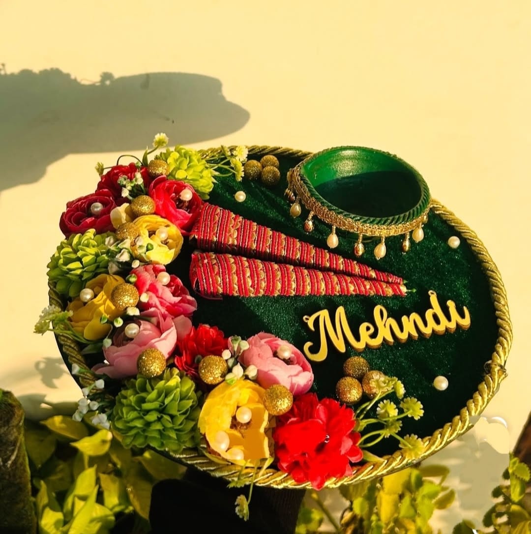 Custom Floral Mehndi Platter | Haldi Ceremony Decor Tray | Henna